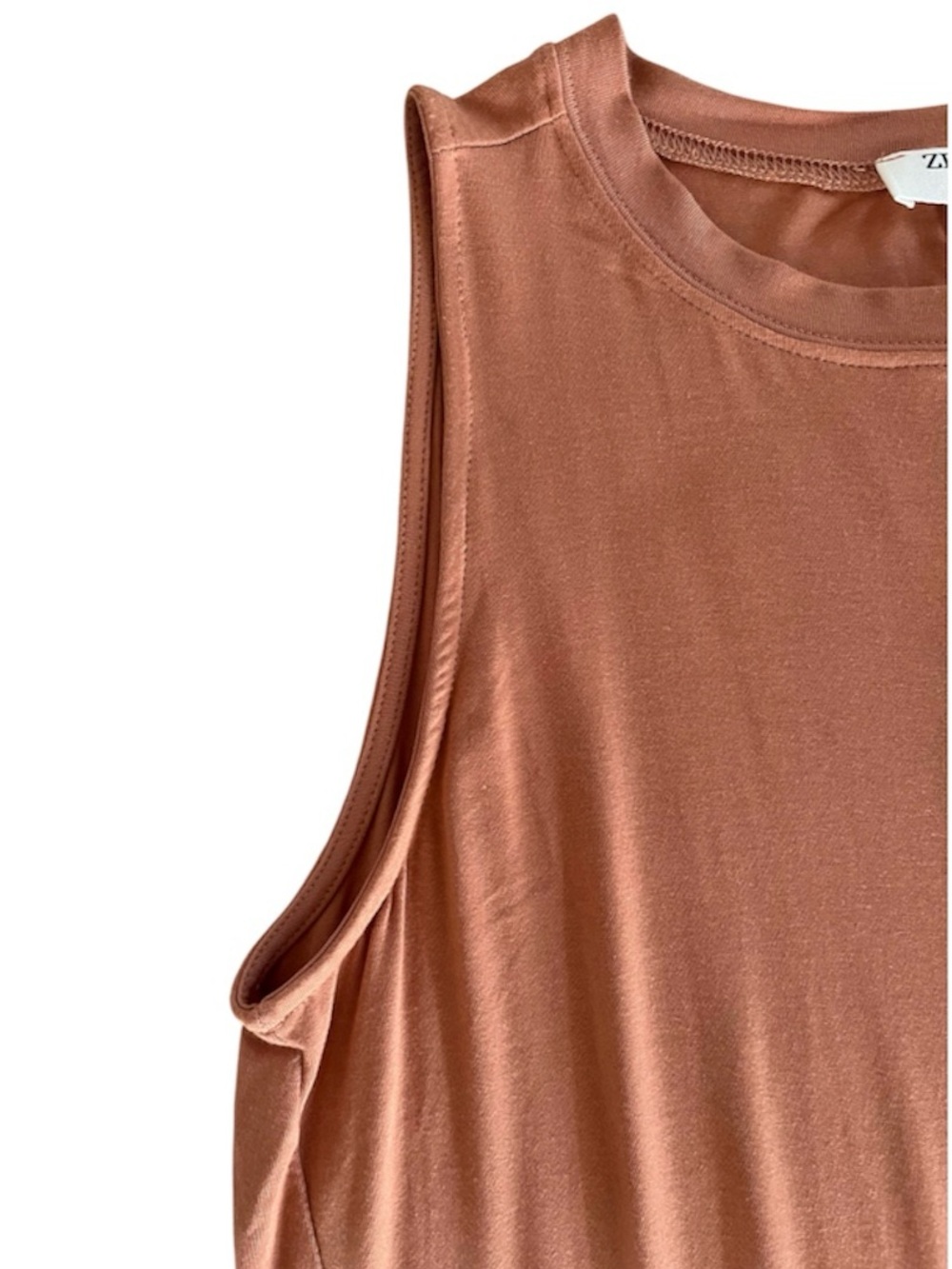 Zenana women’s Sleeveless High Low swing Tank Top caramel color soft flowy - Picture 4 of 9